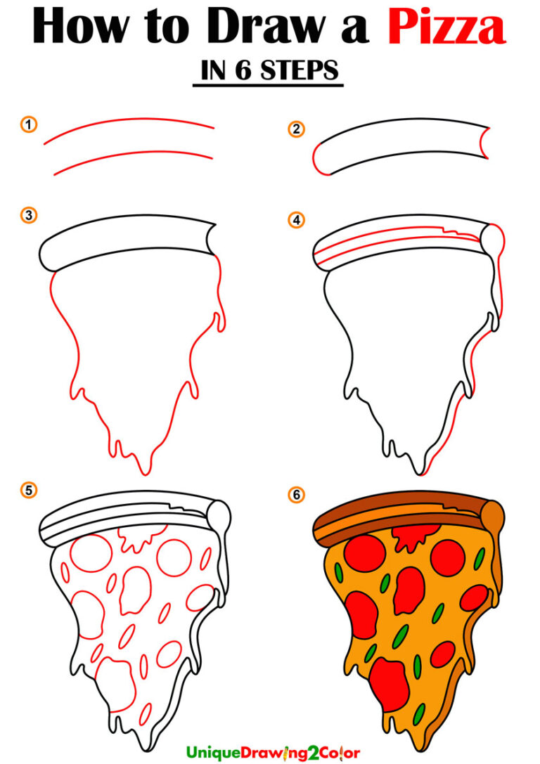 How to Draw a Pizza (Step by Step Drawing Guides)