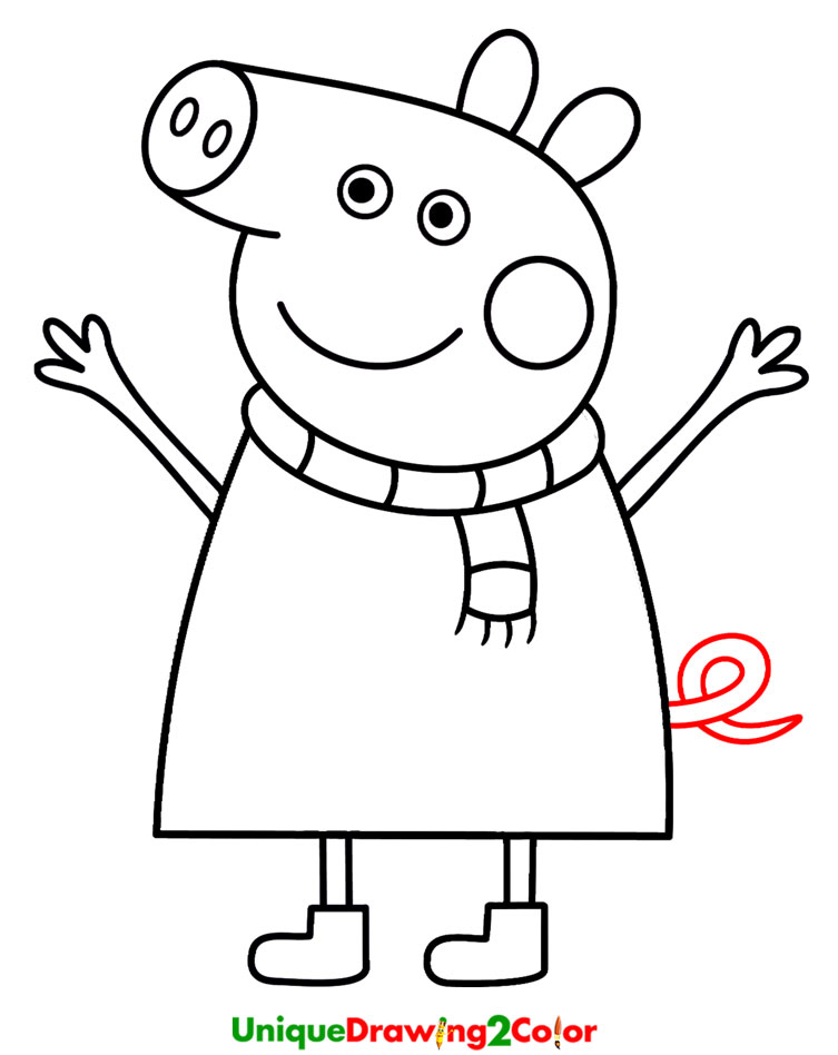 How To Draw Peppa Pig In 13 Easy Steps With Video Tutorial