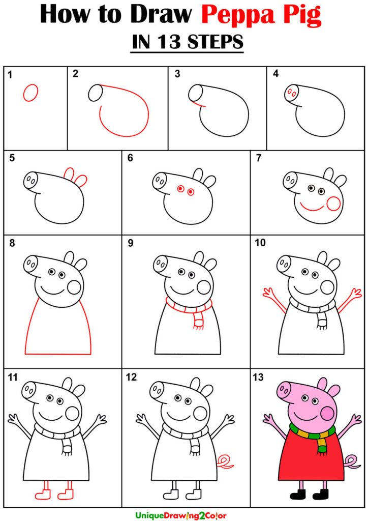 How to Draw Peppa Pig in 13 Easy Steps (with Video Tutorial)