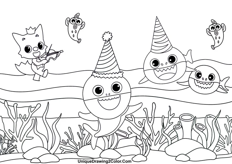 Baby Shark Birthday Coloring Pages