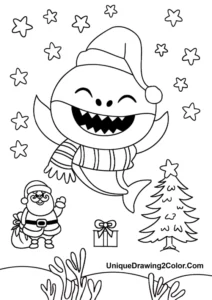 Baby Shark Christmas Coloring Pages