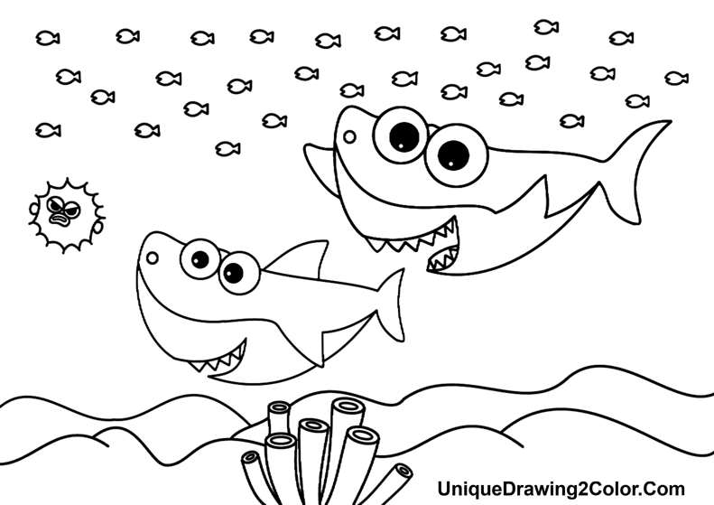 Baby Shark Coloring Pages for Kids