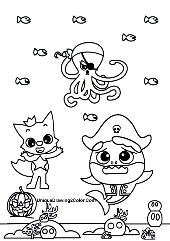 Baby Shark Halloween Coloring Pages