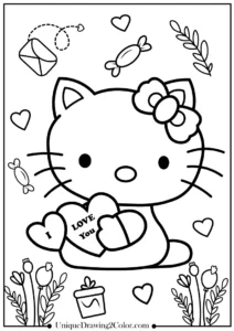 Hello Kitty Valentine Coloring Pages