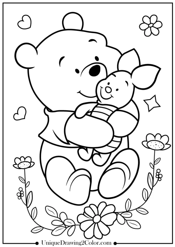 Winnie the Pooh Valentine’s Day Coloring Pages