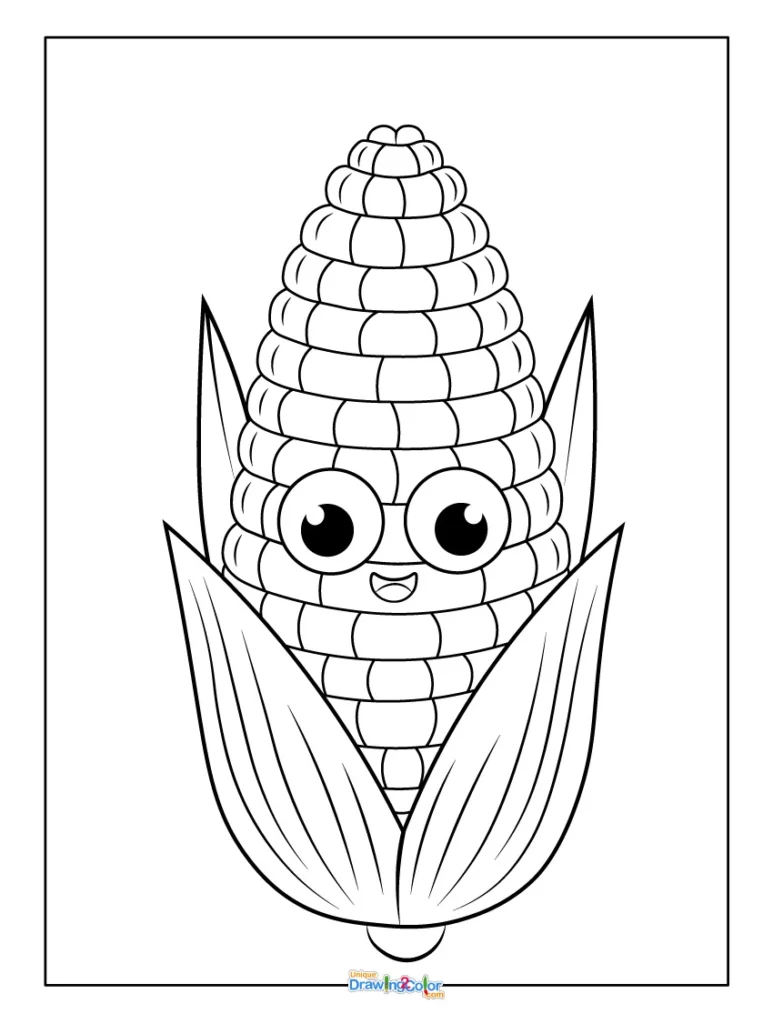 Cute Corn Coloring Page for Preschool