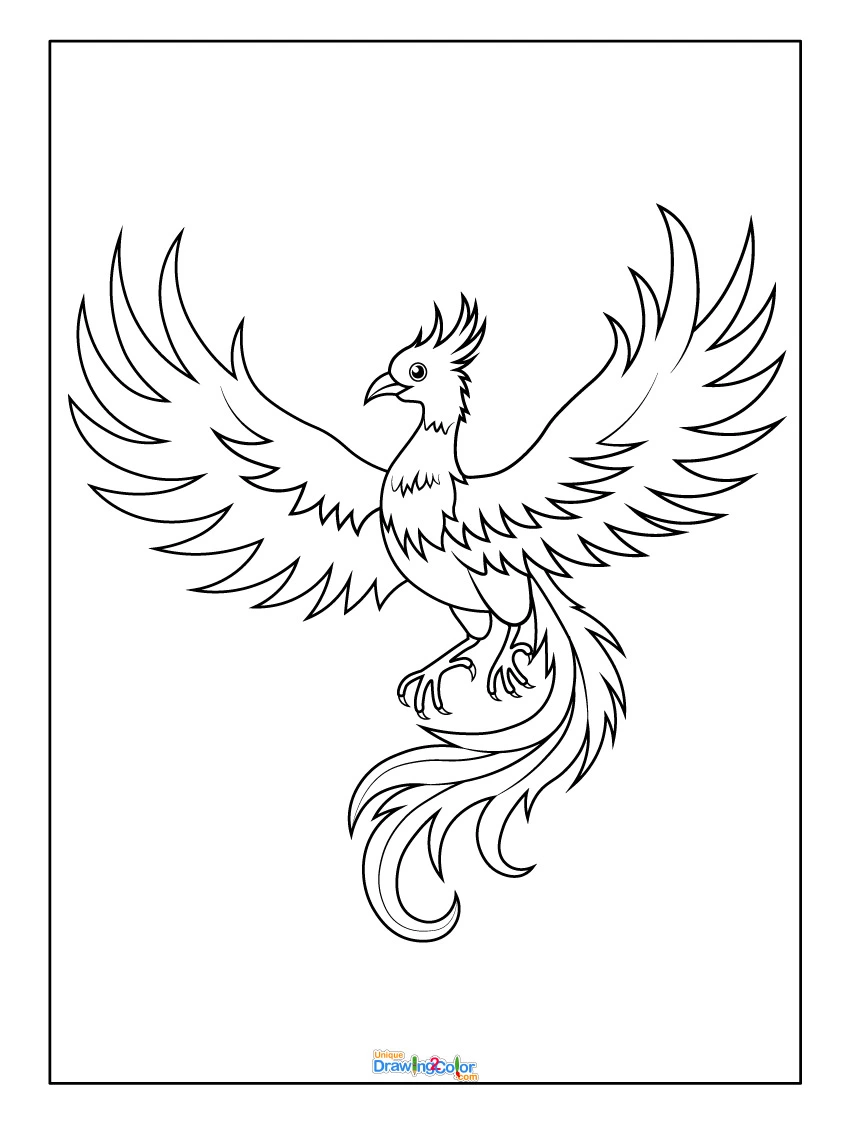 Simple Phoenix Coloring Page for Kids
