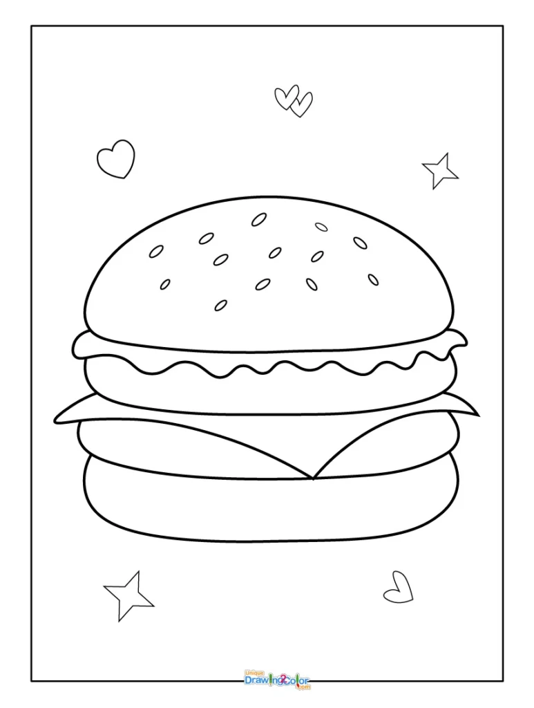 Easy Burger Coloring Page for Kids